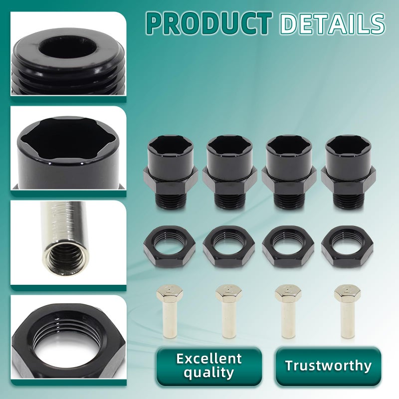 AUTOKAY 4PCS 12mm to 17mm Aluminum Wheel Hex Hub Adapter Conversion Extension for RC Car - Image 3